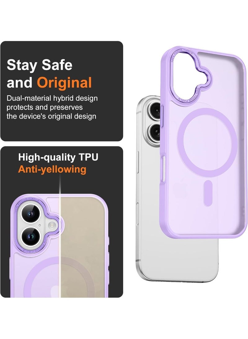 أكاليكس جراب مغناطيسي لهاتف آيفون 16 [مقاوم للصدمات ونحيف] غطاء خلفي صلب شفاف غير لامع مع حماية عالية الجودة | بنفسجي فاتح - Image 5